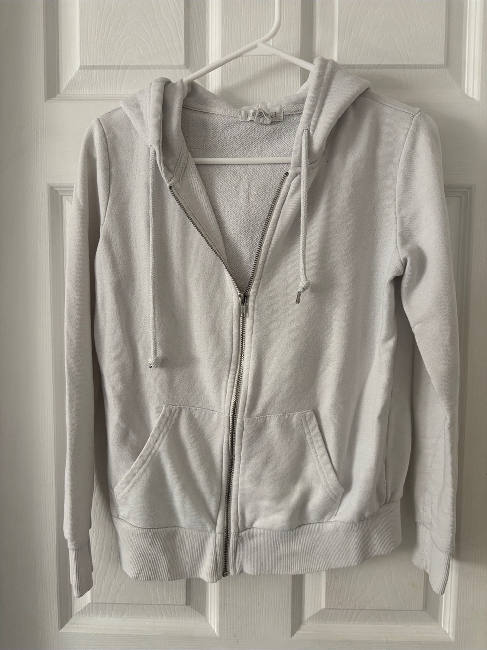 Forever 21 Light Gray Full-Zip Hoodie Jacket